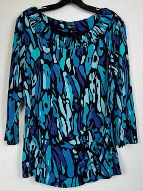 Style & Co. Blue 3/4 Sleeve Blouse Women's Large